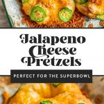 jalapeno cheese pretzels on parchment lined baking sheet