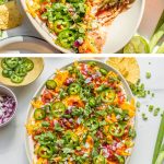 two photos of bean dip with text overlay