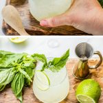 two photos of a gin basil smash with text overlay on the bottom