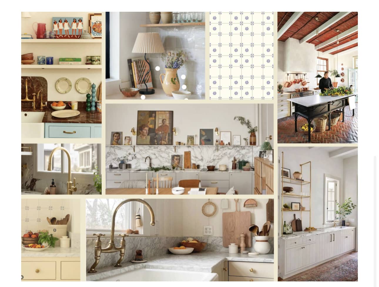 a kitchen mood board with many inspirational images 