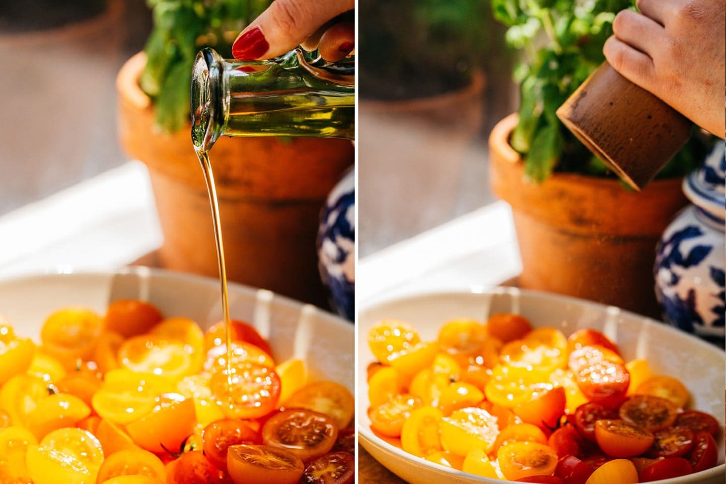 dress the tomatoes with vinegar and salt and pepper