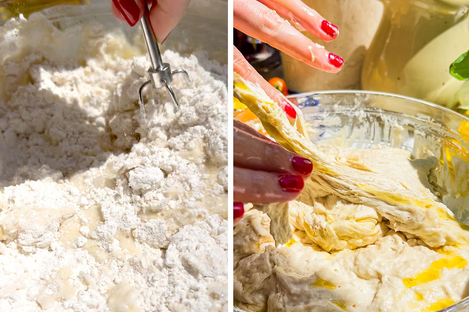 mixing bread dough