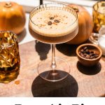 Pumpkin Pie Espresso Martini with text overlay at the bottom of the photo