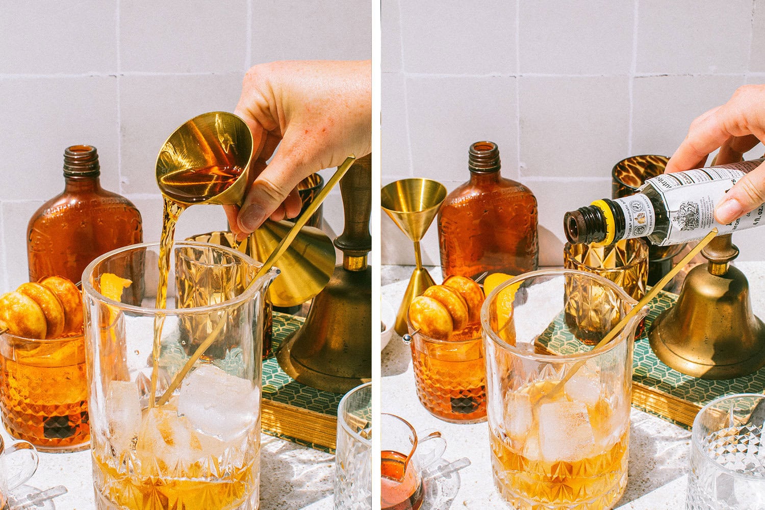 pour ingredients into the glass and stir