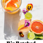 a large pitcher of palomas with grapefruit wedges around it and text overlay