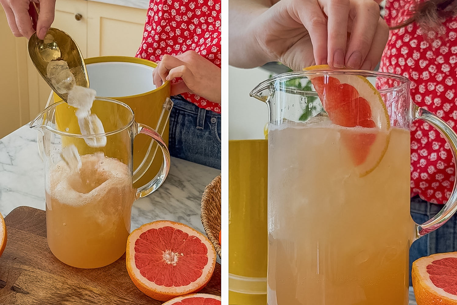 add ice and grapefruit for garnish