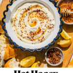 whipped ricotta with hot honey and red pepper flakes on top