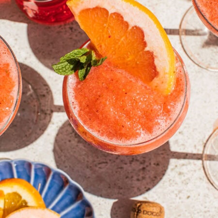 an overhead shot of the frozen aperol spritz slushy