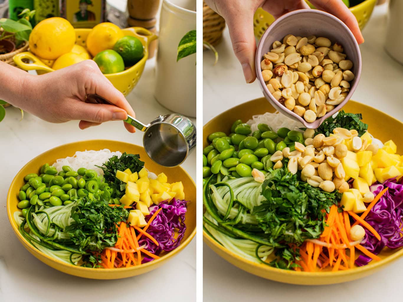 add mango and peanuts