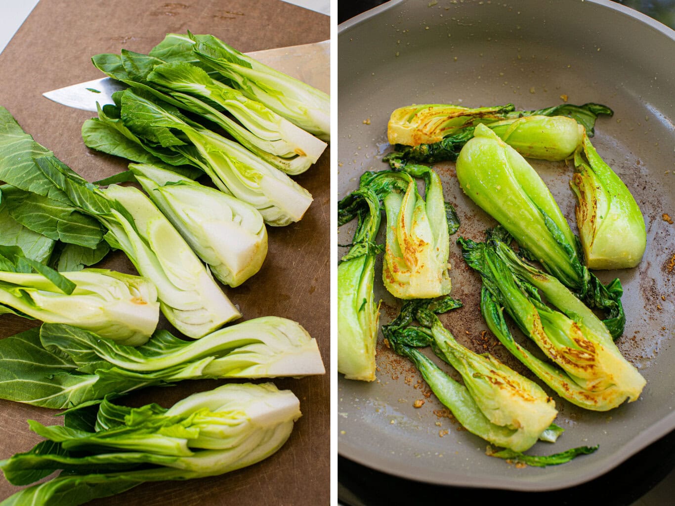 chop and stir fry baby bok choy